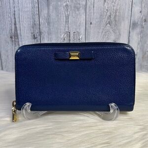 MIU MIU ribbon continental zip wallet in royal blue